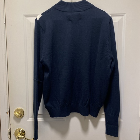 Tory Burch Sport Performance Cashmere Ruffle Half-Zip Sweater - Navy XL * read - Picture 9 of 15